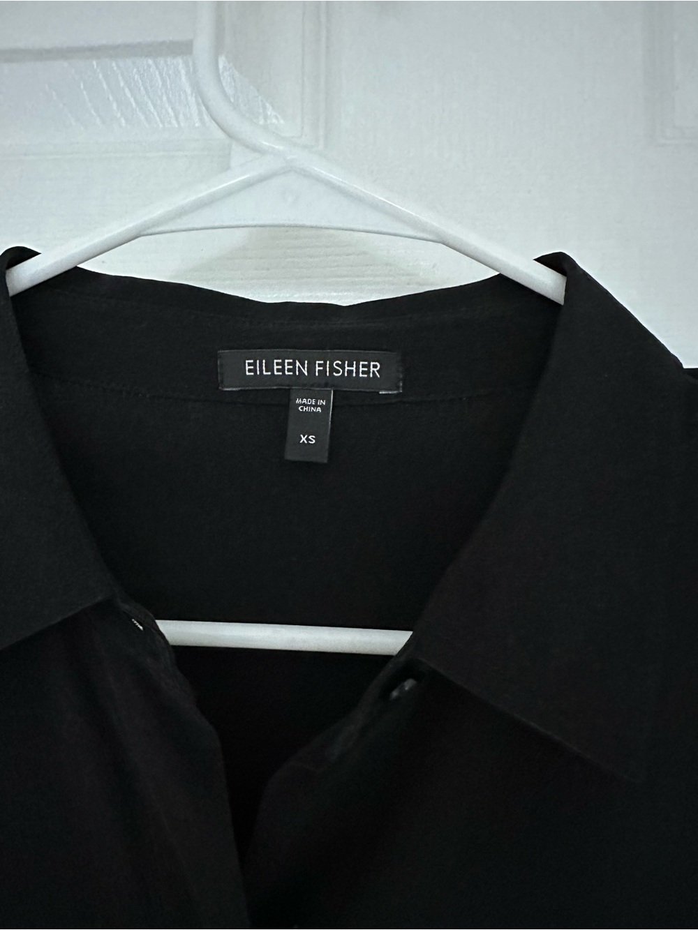 Eileen Fisher 100% Silk Black Long-Sleeve Drawstring Shirtdress - Picture 4 of 6